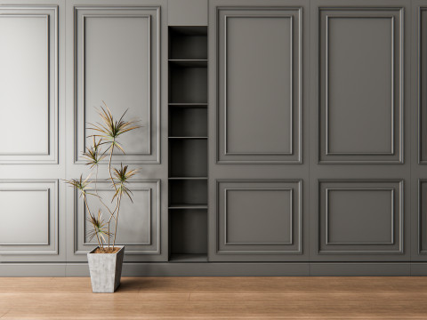 Sideboard with wall panel and flooring 4 Modelo 3D
