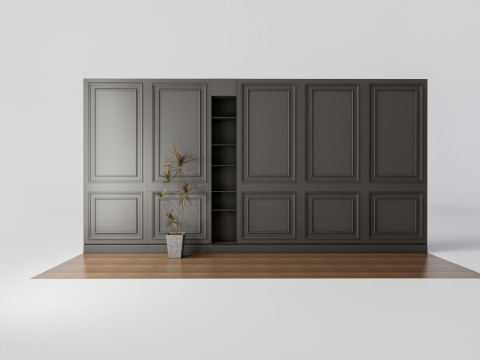 Sideboard with wall panel and flooring 4 Modelo 3D