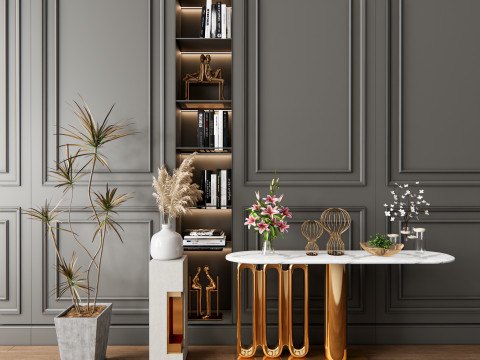 Sideboard with wall panel and flooring 4 Modelo 3D