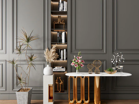 Sideboard with wall panel and flooring 4 3D Model