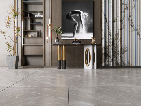 Sideboard with wall panel and flooring 5 Modello 3D