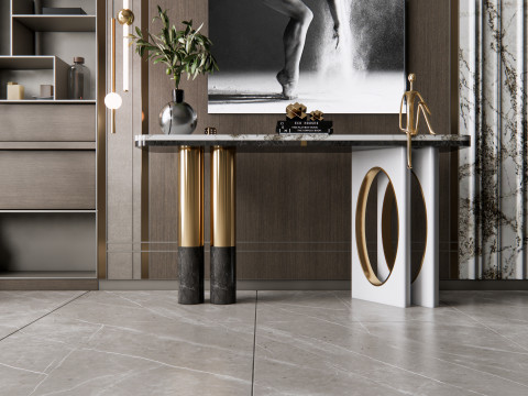 Sideboard with wall panel and flooring 5 Modello 3D