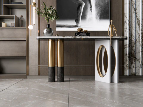 Sideboard with wall panel and flooring 5 3D Model