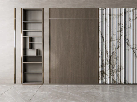 Sideboard with wall panel and flooring 5 3D Model