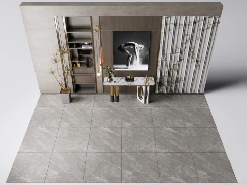 Sideboard with wall panel and flooring 5 3D Model