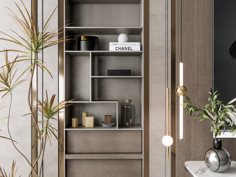 Sideboard with wall panel and flooring 5 Modello 3D
