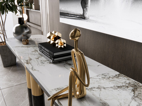 Sideboard with wall panel and flooring 5 Modello 3D