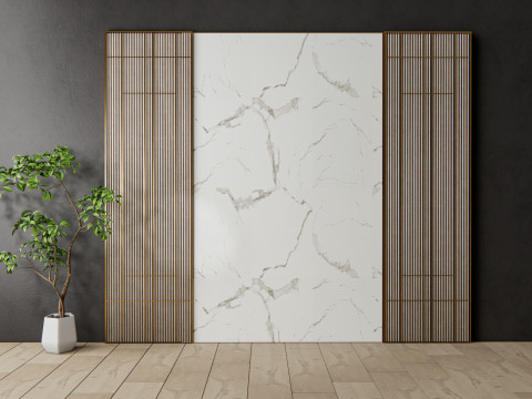 Sideboard with wall panel and flooring 6 Modello 3D