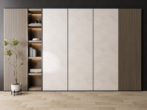 Sideboard with wall panel and flooring 7 3D Model