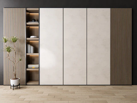 Credenza con boiserie e pavimento 7 Modello 3D