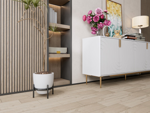 Sideboard with wall panel and flooring 7 3D Model