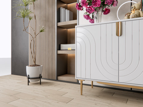 Sideboard with wall panel and flooring 7 3D Model