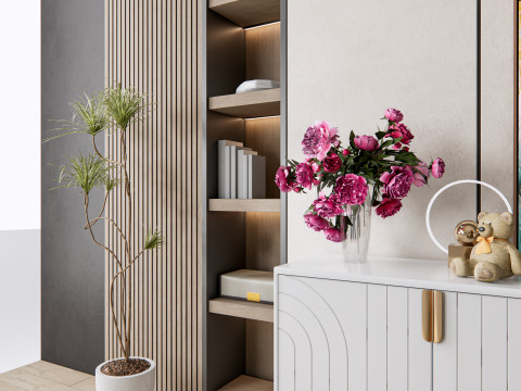 Sideboard with wall panel and flooring 7 3D Model