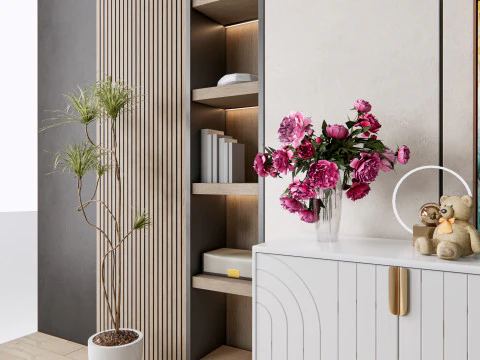 Credenza con boiserie e pavimento 7 Modello 3D