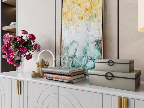 Sideboard with wall panel and flooring 7 3D Model