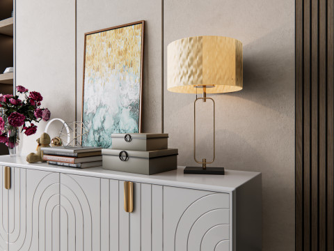 Sideboard with wall panel and flooring 7 3D Model