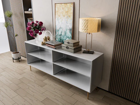 Credenza con boiserie e pavimento 7 Modello 3D
