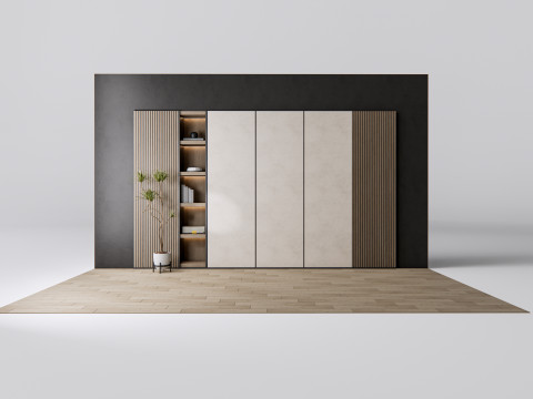 Sideboard with wall panel and flooring 7 3D Model