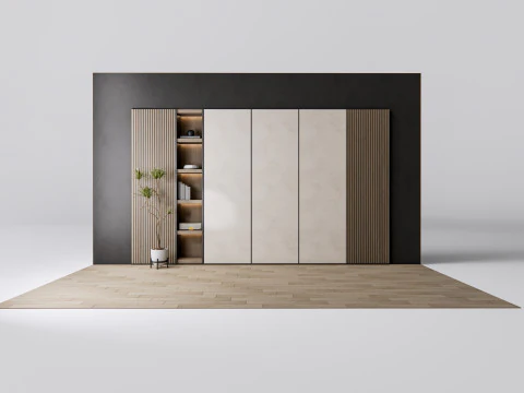 Credenza con boiserie e pavimento 7 Modello 3D