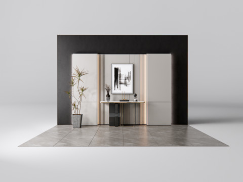 Sideboard with wall panel and flooring 8 3D Модель