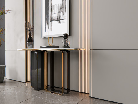 Sideboard with wall panel and flooring 8 3D Модель