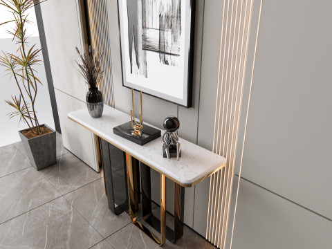 Sideboard with wall panel and flooring 8 3D Модель