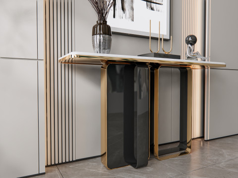 Sideboard with wall panel and flooring 8 3D Модель