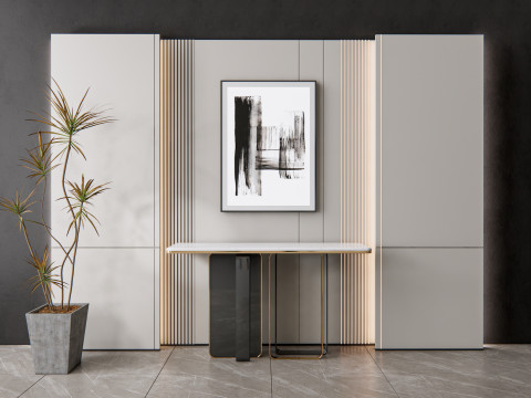Sideboard with wall panel and flooring 8 3D Модель