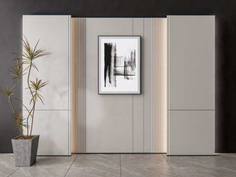 Sideboard with wall panel and flooring 8 3D Модель
