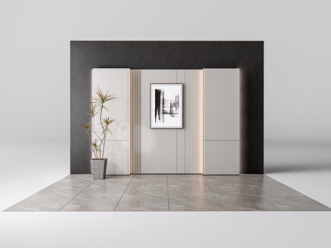 Sideboard with wall panel and flooring 8 3D Модель