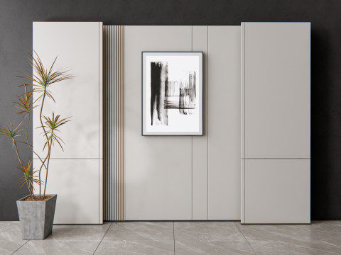 Sideboard with wall panel and flooring 8 3D Модель