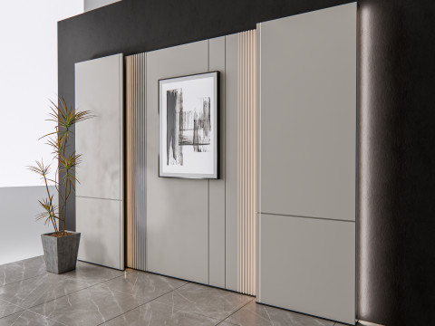 Sideboard with wall panel and flooring 8 3D Модель