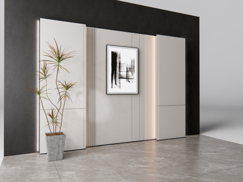 Sideboard with wall panel and flooring 8 3D Модель