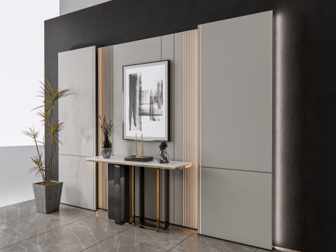 Sideboard with wall panel and flooring 8 3D Модель