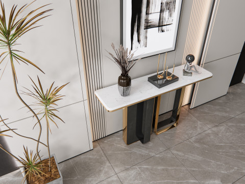 Sideboard with wall panel and flooring 8 3D Модель
