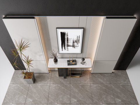Sideboard with wall panel and flooring 8 3D Модель