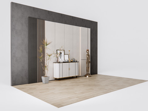 Sideboard with wall panel and flooring 9 Model 3D