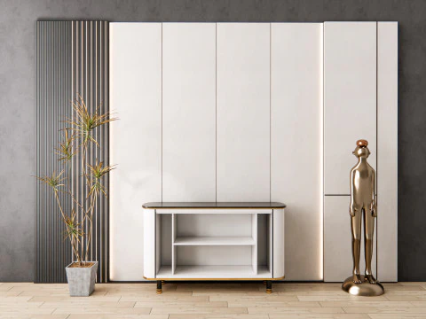 Sideboard with wall panel and flooring 9 3D Model