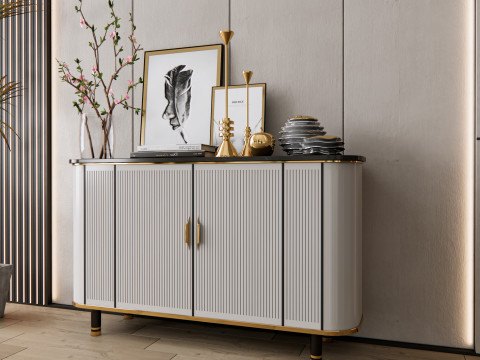 Sideboard with wall panel and flooring 9 Model 3D