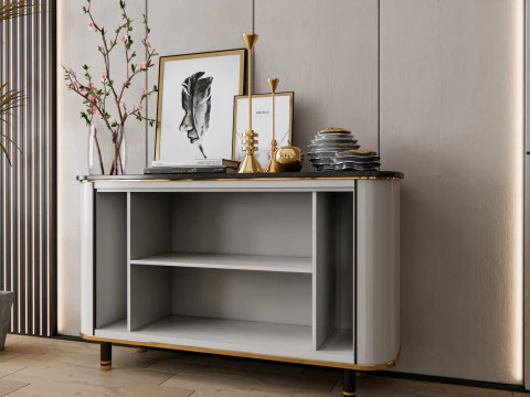 Sideboard with wall panel and flooring 9 3D Model