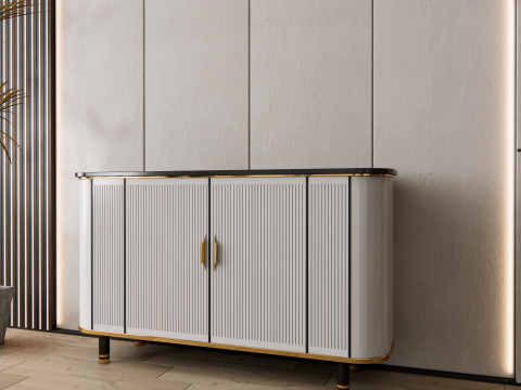 Sideboard with wall panel and flooring 9 Model 3D