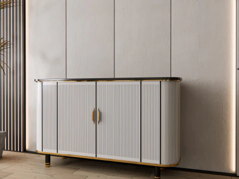 Sideboard with wall panel and flooring 9 3D Model