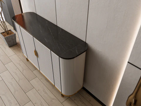 Sideboard with wall panel and flooring 9 3D Model