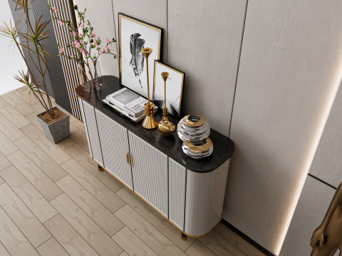 Sideboard with wall panel and flooring 9 Model 3D