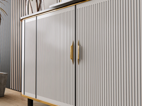 Sideboard with wall panel and flooring 9 Model 3D