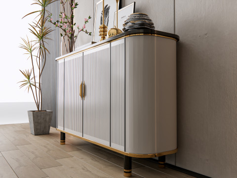 Sideboard with wall panel and flooring 9 Model 3D