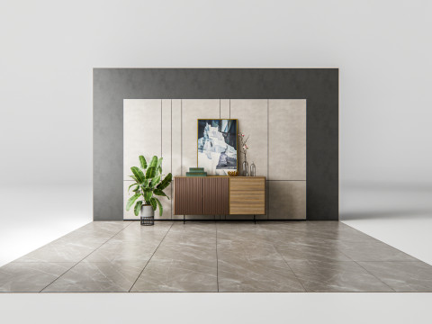 Sideboard with wall panel and flooring 10 3D Модель