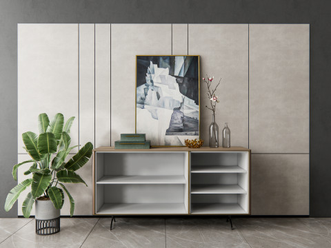 Sideboard with wall panel and flooring 10 3D Модель