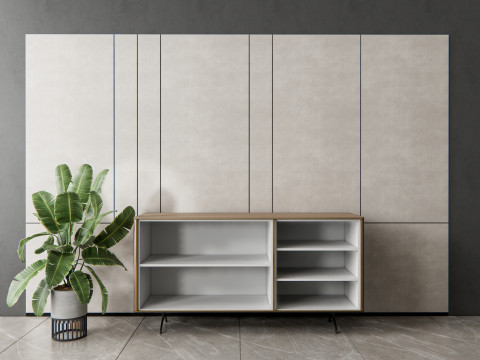 Sideboard with wall panel and flooring 10 3D Модель