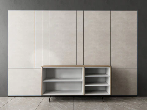 Sideboard with wall panel and flooring 10 3D Model